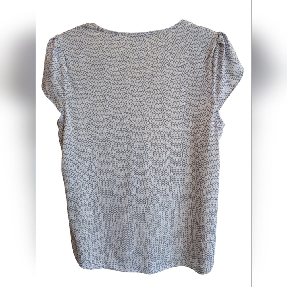 Adrianna Papell Blue Printed Flutter Sleeve Blouse Size M - Picture 3 of 7